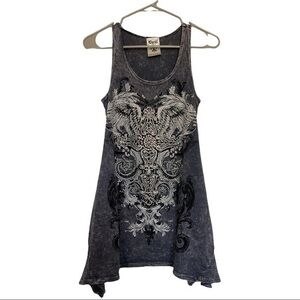 Vocal Gray Flowy Tank Top Size Small EUC #7915